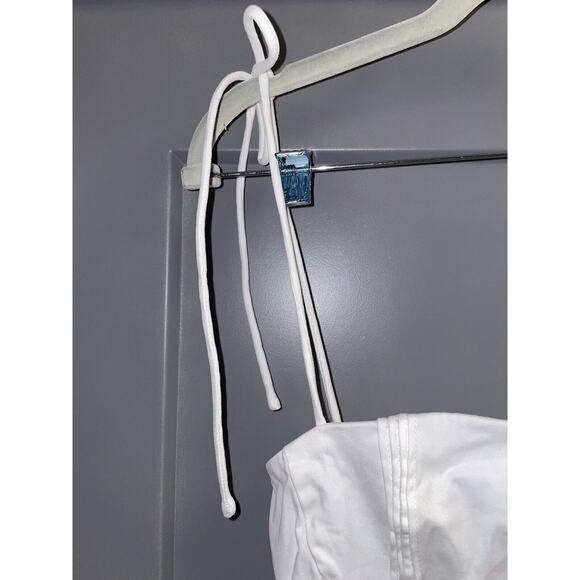 Edikted Perri XS White Pleated Corset Mini Visit Tie Shoulder Straps Drop Waist - Picture 6 of 10